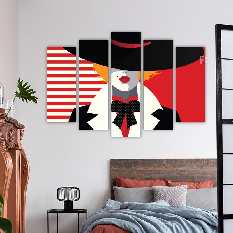 Modna ilustracija žene u pop art stilu - ukras za zid na tvrdoj podlozi