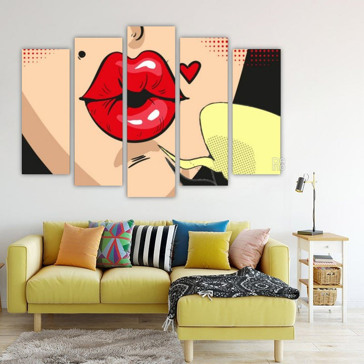 Pop art usne u jarkim kontrastnim bojama s grafičkim linijama - zidna ukrasna ploča na tvrdoj podlozi