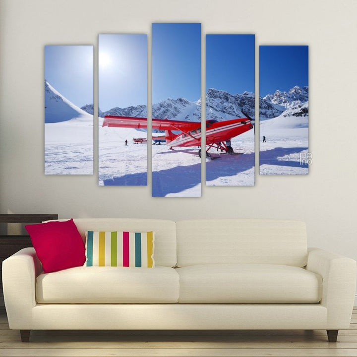 Red Airplane and Glacier