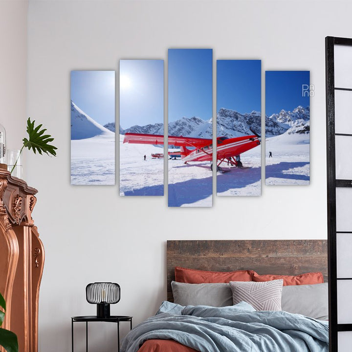 Red Airplane and Glacier