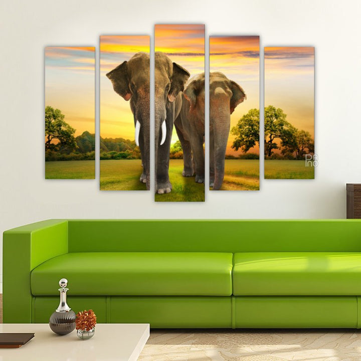 Elephants at Sunset
