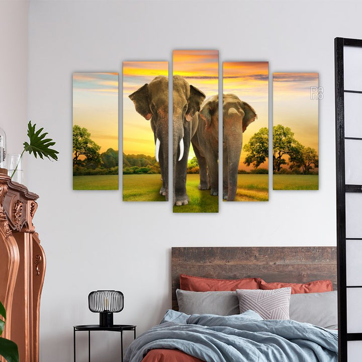 Elephants at Sunset