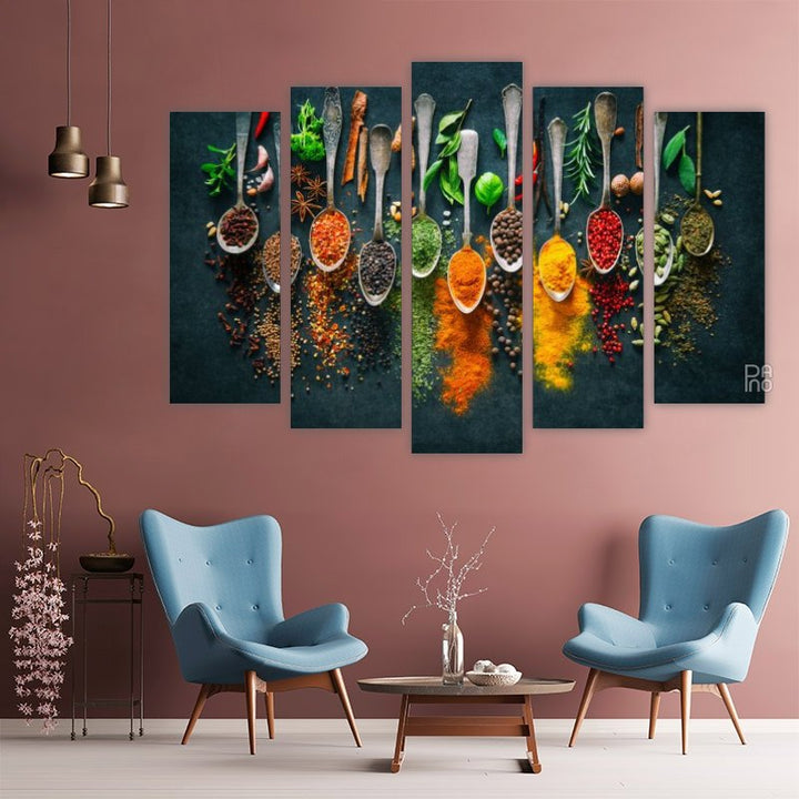 Herbs and Spices for Cooking on a Dark Background