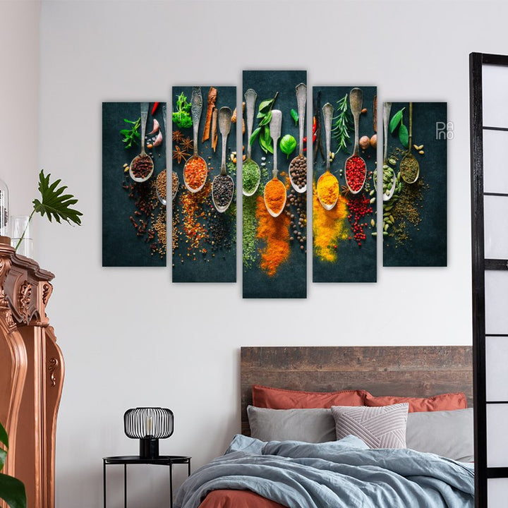 Herbs and Spices for Cooking on a Dark Background