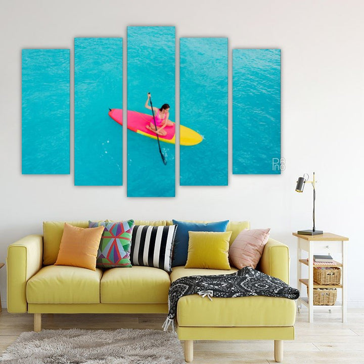 Colorful Surfboard in the Ocean