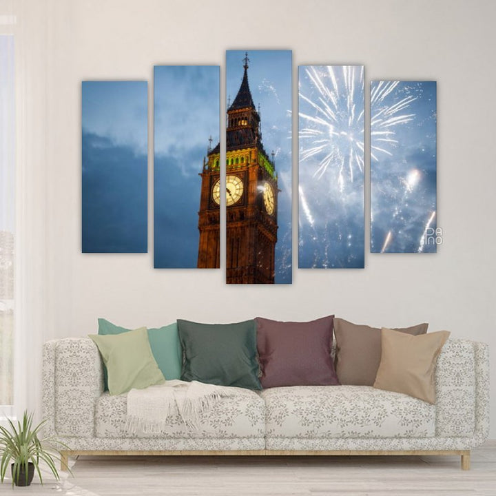 Fireworks in the Sky Above Big Ben