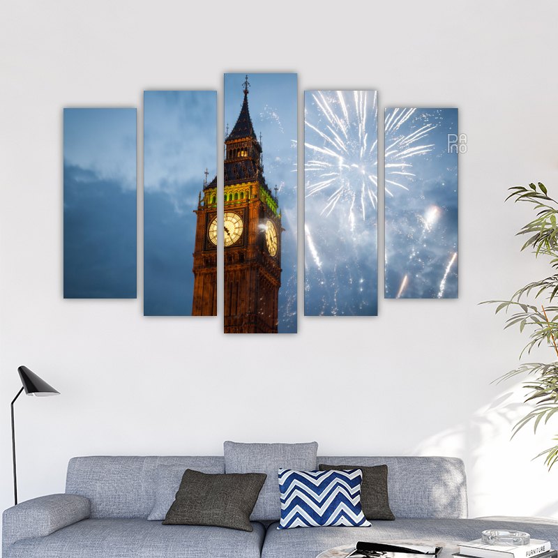 Fireworks in the Sky Above Big Ben