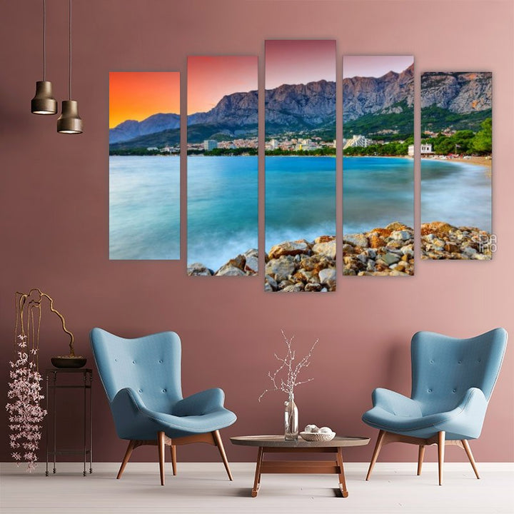 Famous Croatian Riviera at Sunset