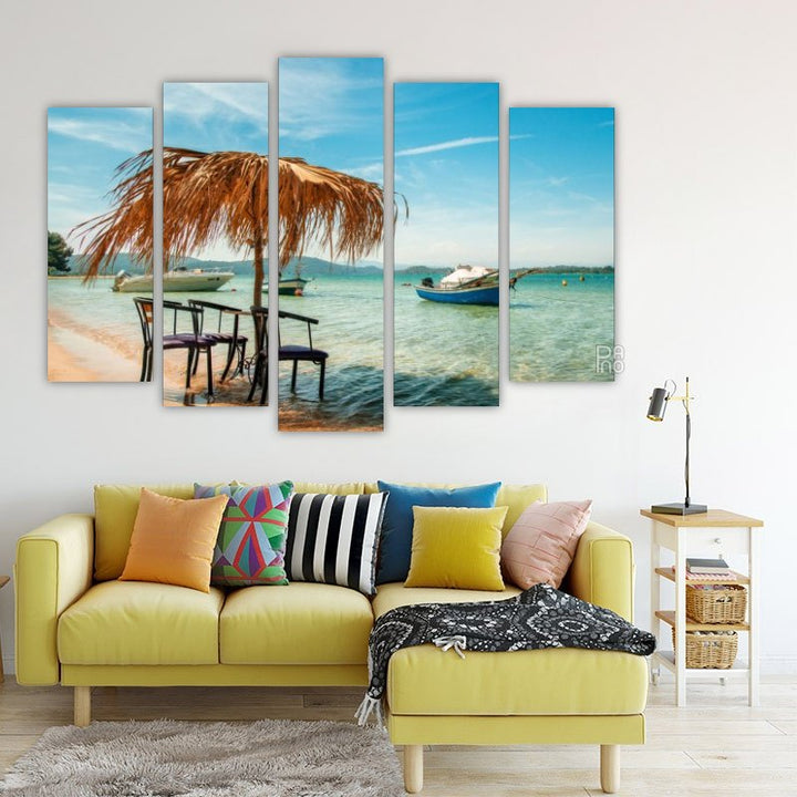 Straw Umbrella in Turquoise Sea