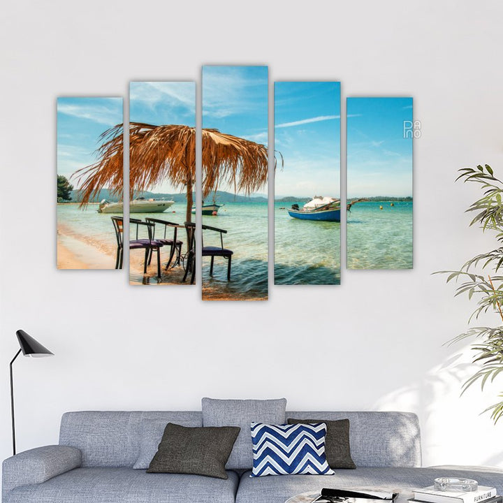Straw Umbrella in Turquoise Sea