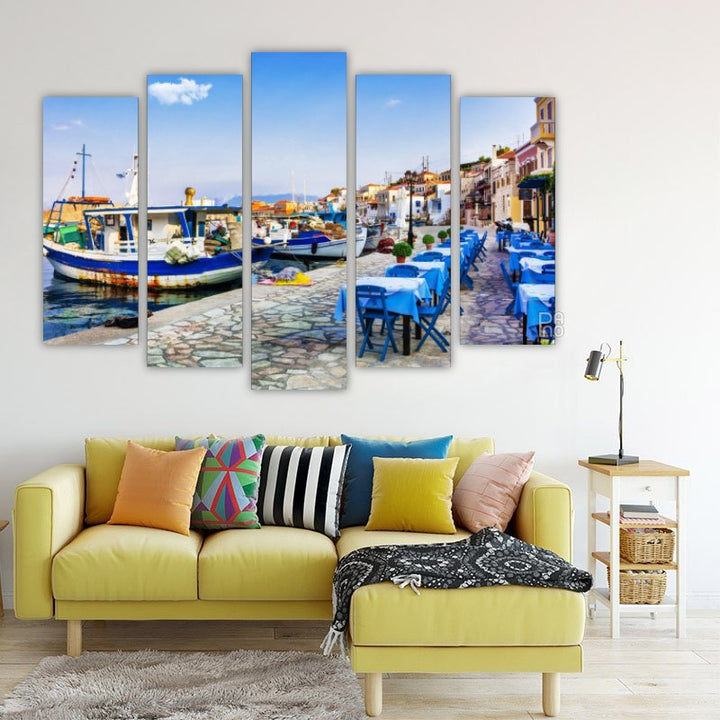 Chalki Island with Old Boats and Tavern