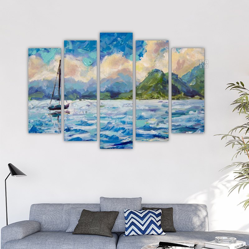 Oil painting of a seascape with a boat