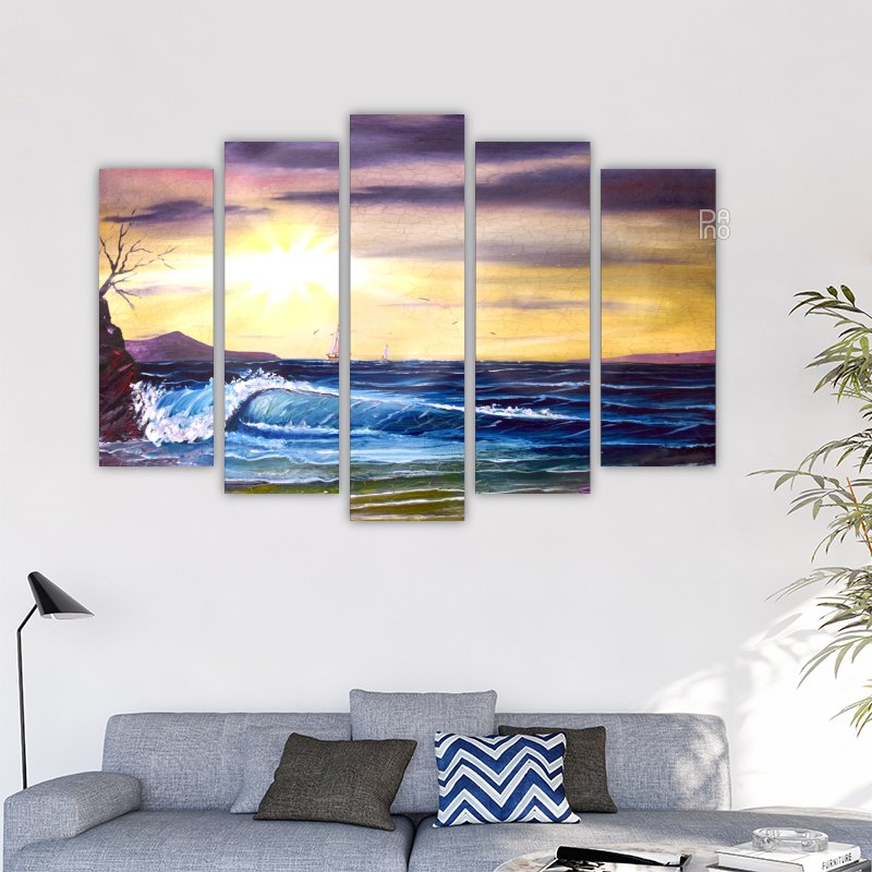 Dramatic sea at sunset