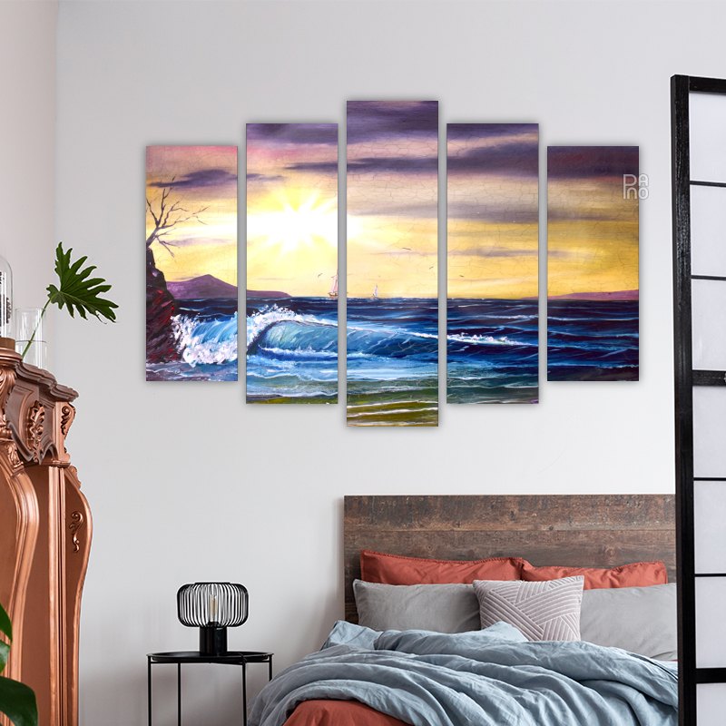 Dramatic sea at sunset