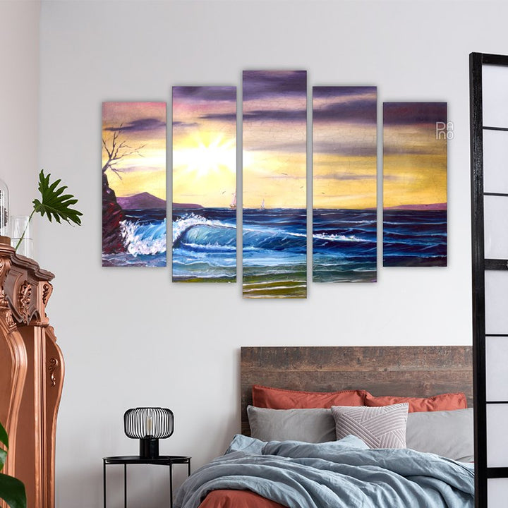 Dramatic sea at sunset