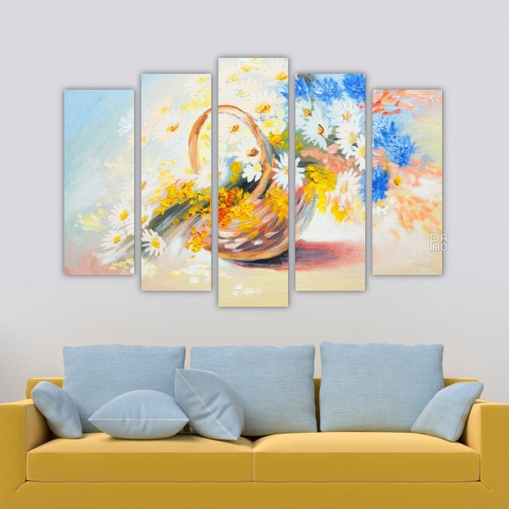Oil painting of an abstract bouquet of spring flowers