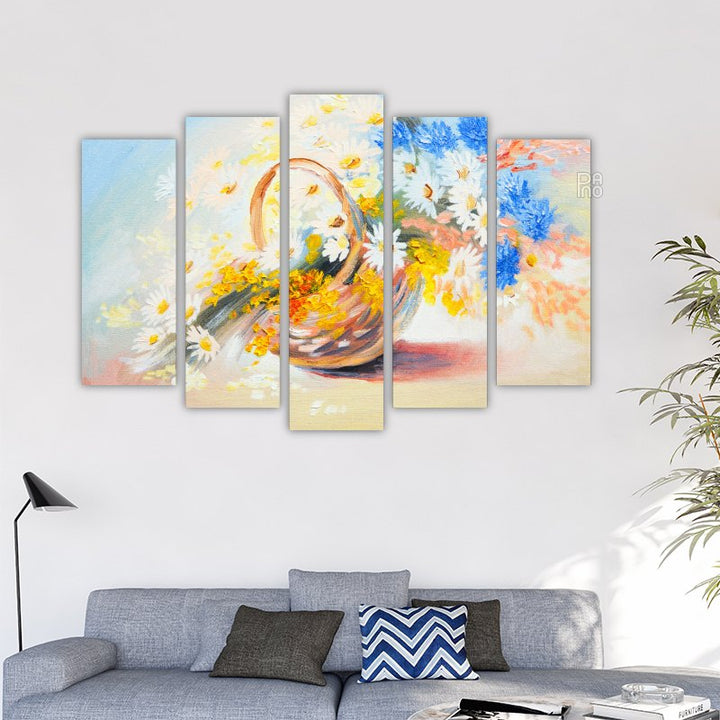 Oil painting of an abstract bouquet of spring flowers