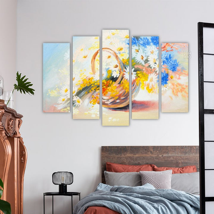 Oil painting of an abstract bouquet of spring flowers