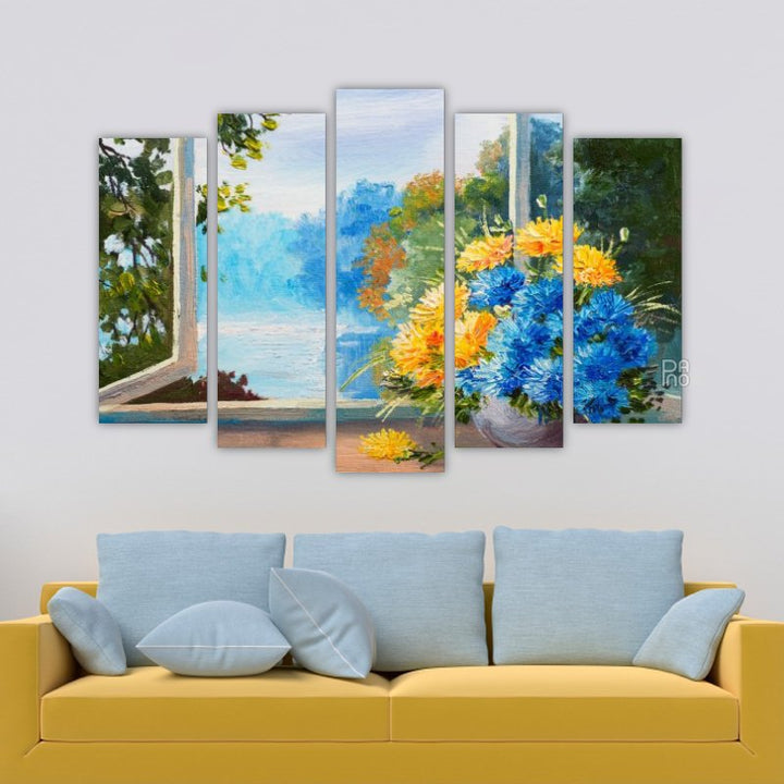 Oil painting of a bouquet of spring flowers
