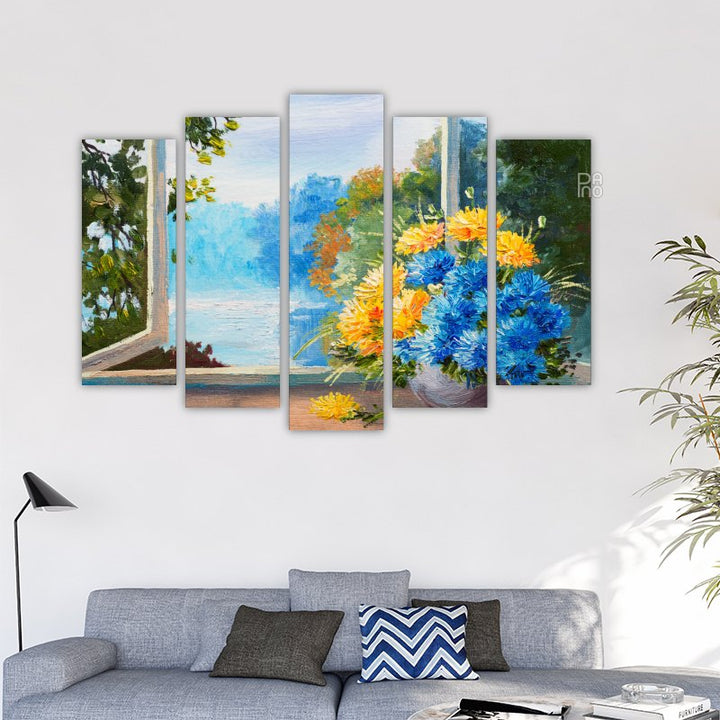 Oil painting of a bouquet of spring flowers