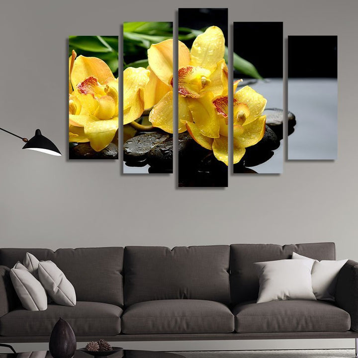 Zen Stones and Yellow Orchid