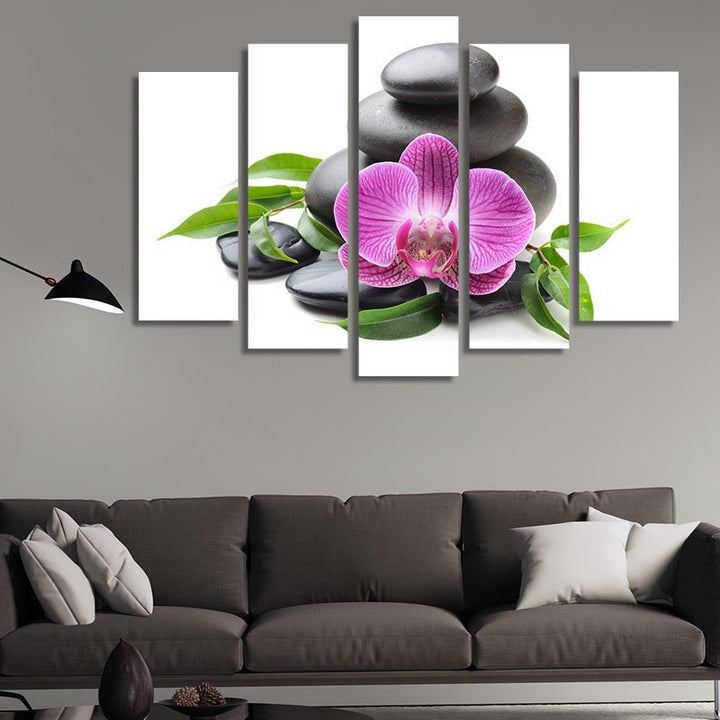 Zen Stones and Purple Orchid