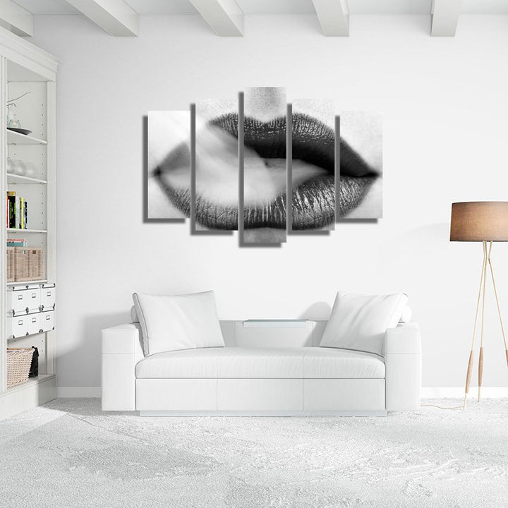 Black and White Lips with Smoke