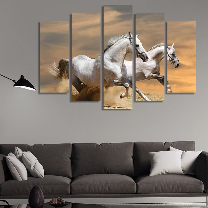 Running Horses at Sunset