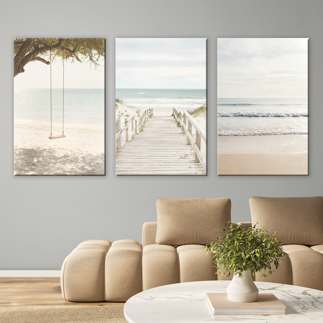 Sea heaven - 3 pieces Canvas print