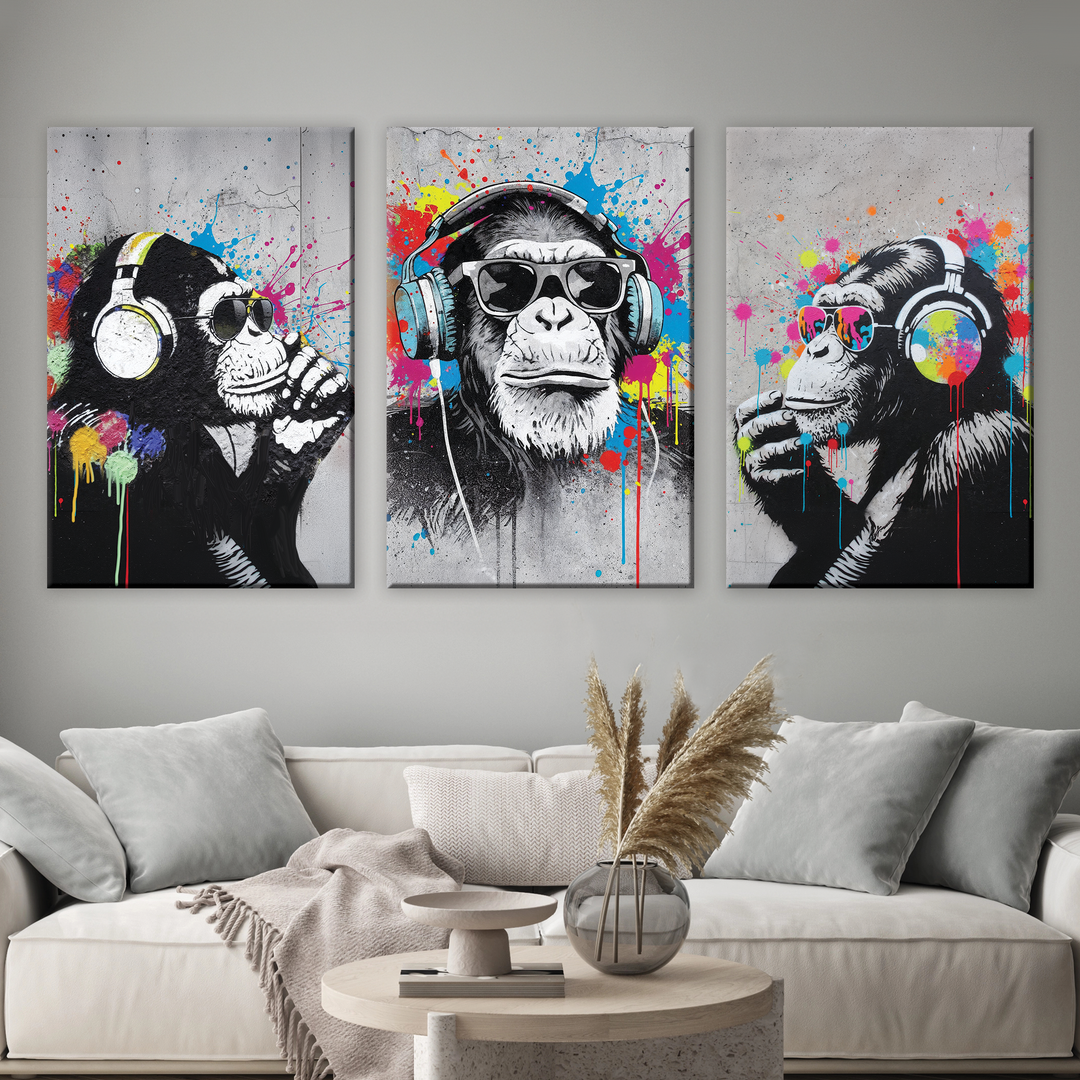 Evolution - 3 pieces Canvas print